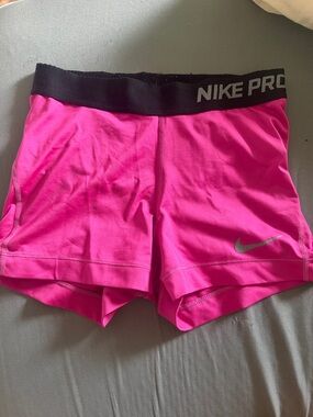 Nike Women's Hot Pink Athletic Shorts with Black Waistband